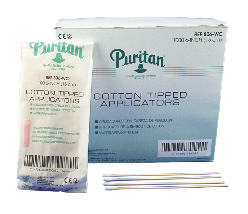 6 inch Non-Sterile Cotton Tipped Applicator - 10 packs of 100