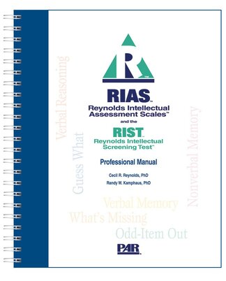 Product-image-Reynolds Intellectual Assessment Scales, Second Edition  (RIAS™-2) 