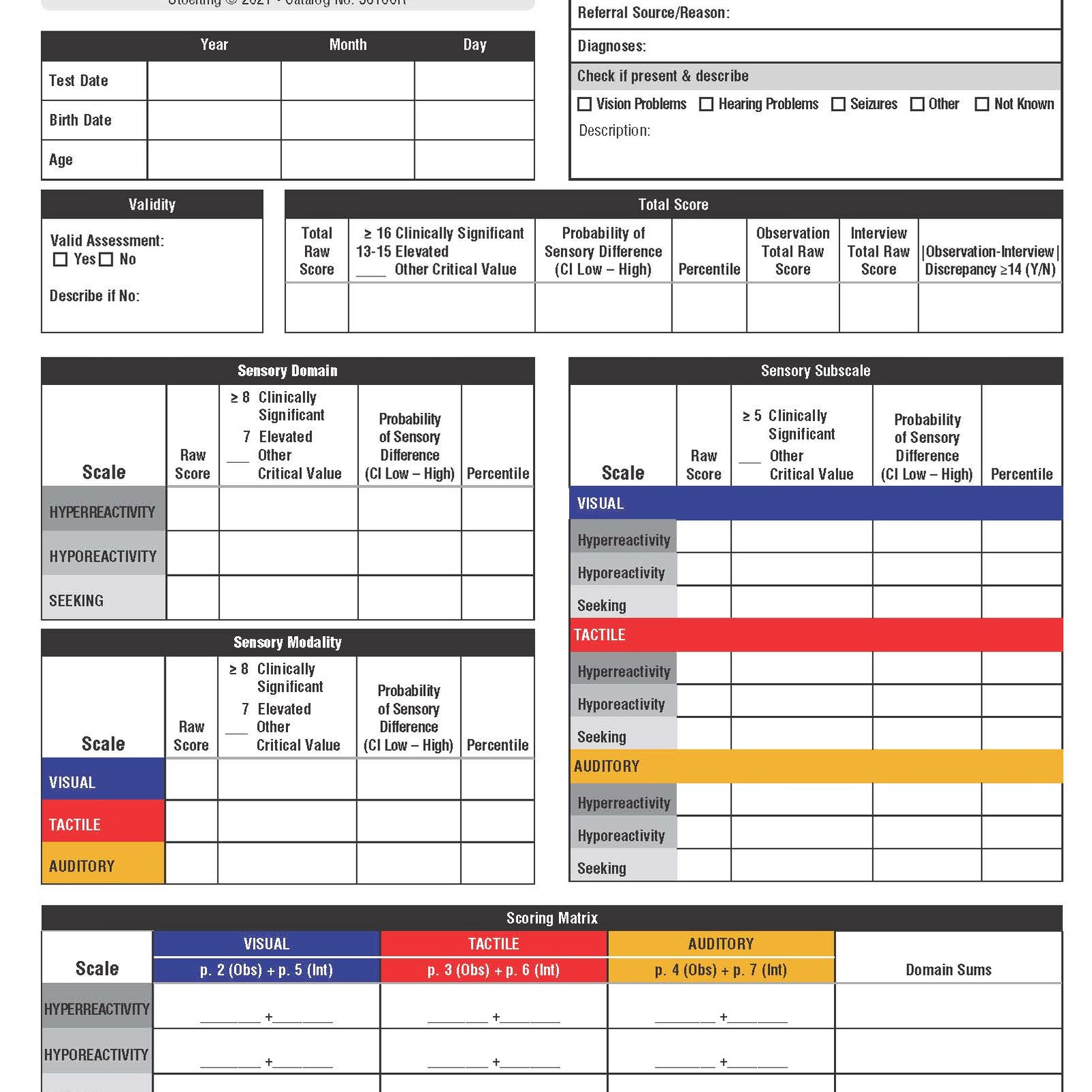 Sensory Assessment for Neurodevelopmental Disorders (SAND)